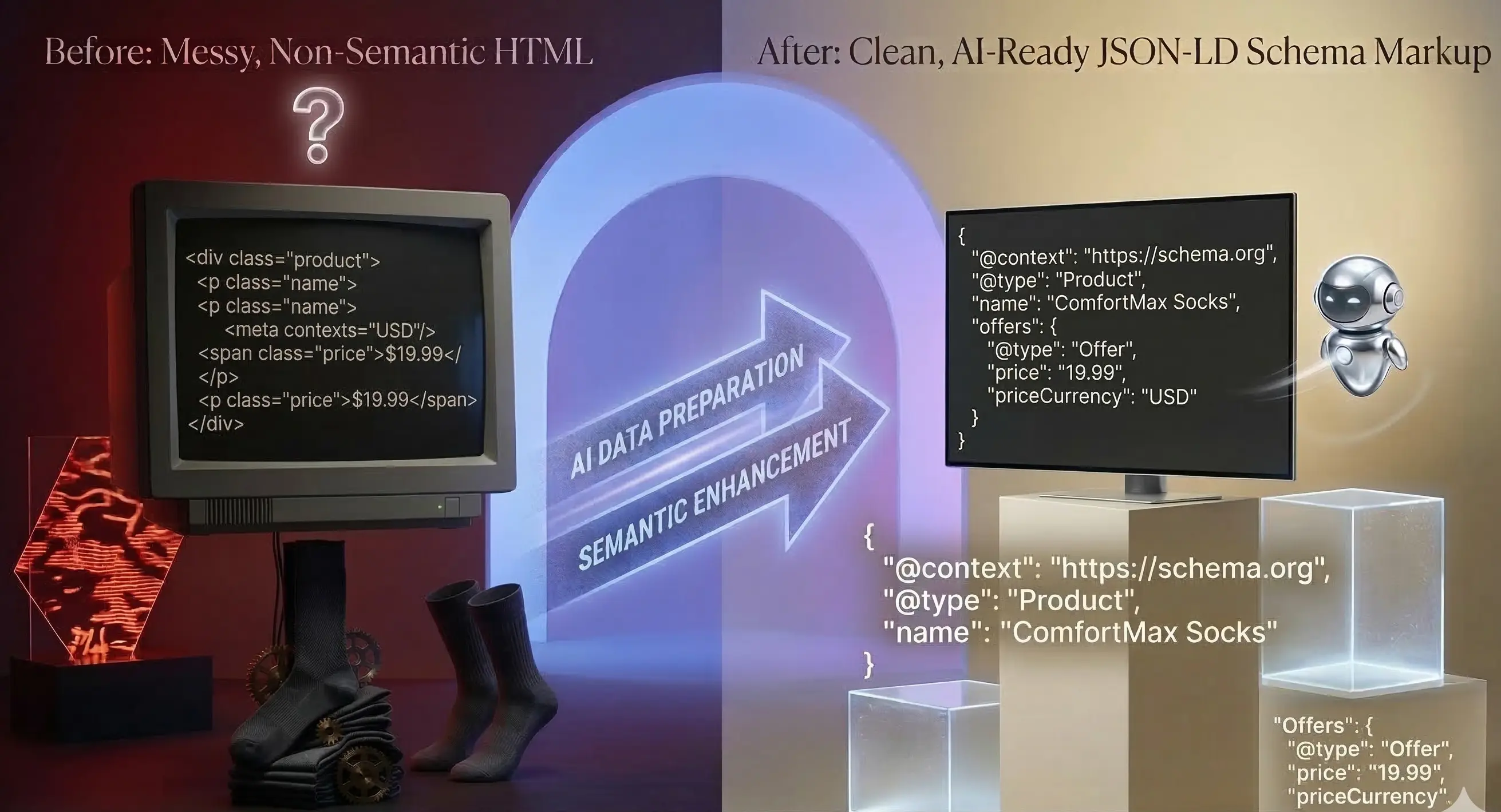 Technical Comparison: Messy vs. Clean Schema Markup
